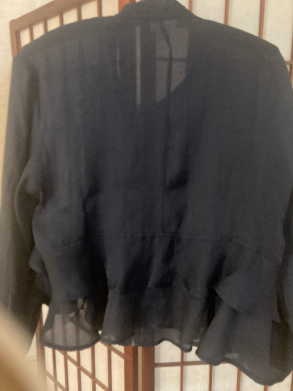 TAE'S Navy Ruffle Zip-Front Lightweight Jacket - Picture 8 of 10